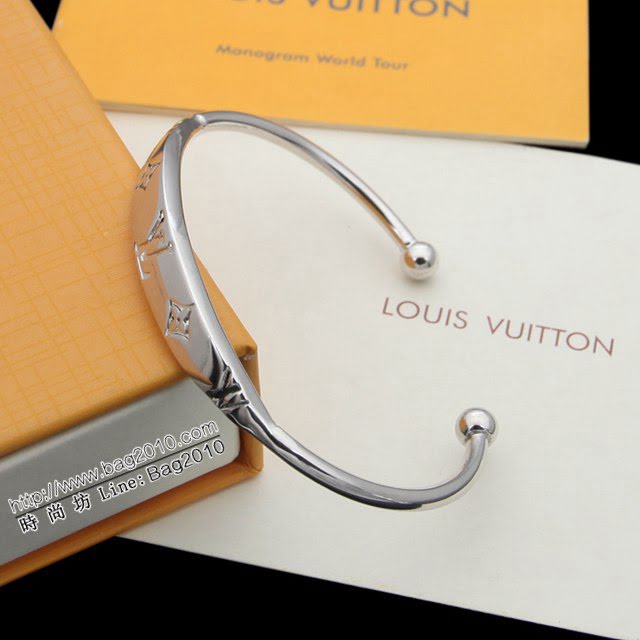 Louis Vuitton新款飾品 路易威登經典Monogram花紋開口手環 LV新款半圓開口手鐲  zglv1877
